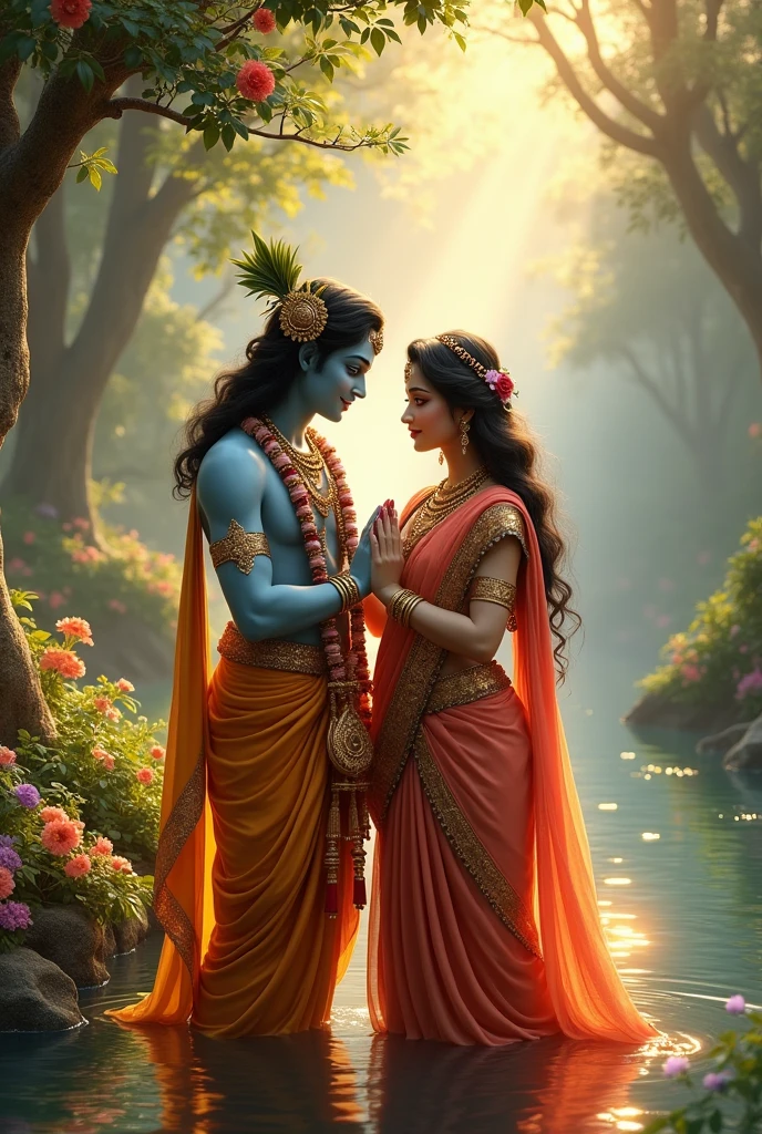 Shrikrishna and radha 4k image at 19*6 ratio
