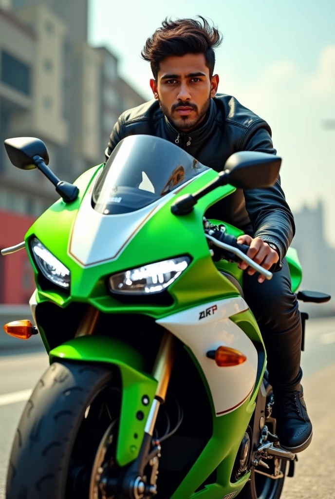 Wearin a boy 23 year old Pakistan coloured green and white zx10r
 name Rohan

