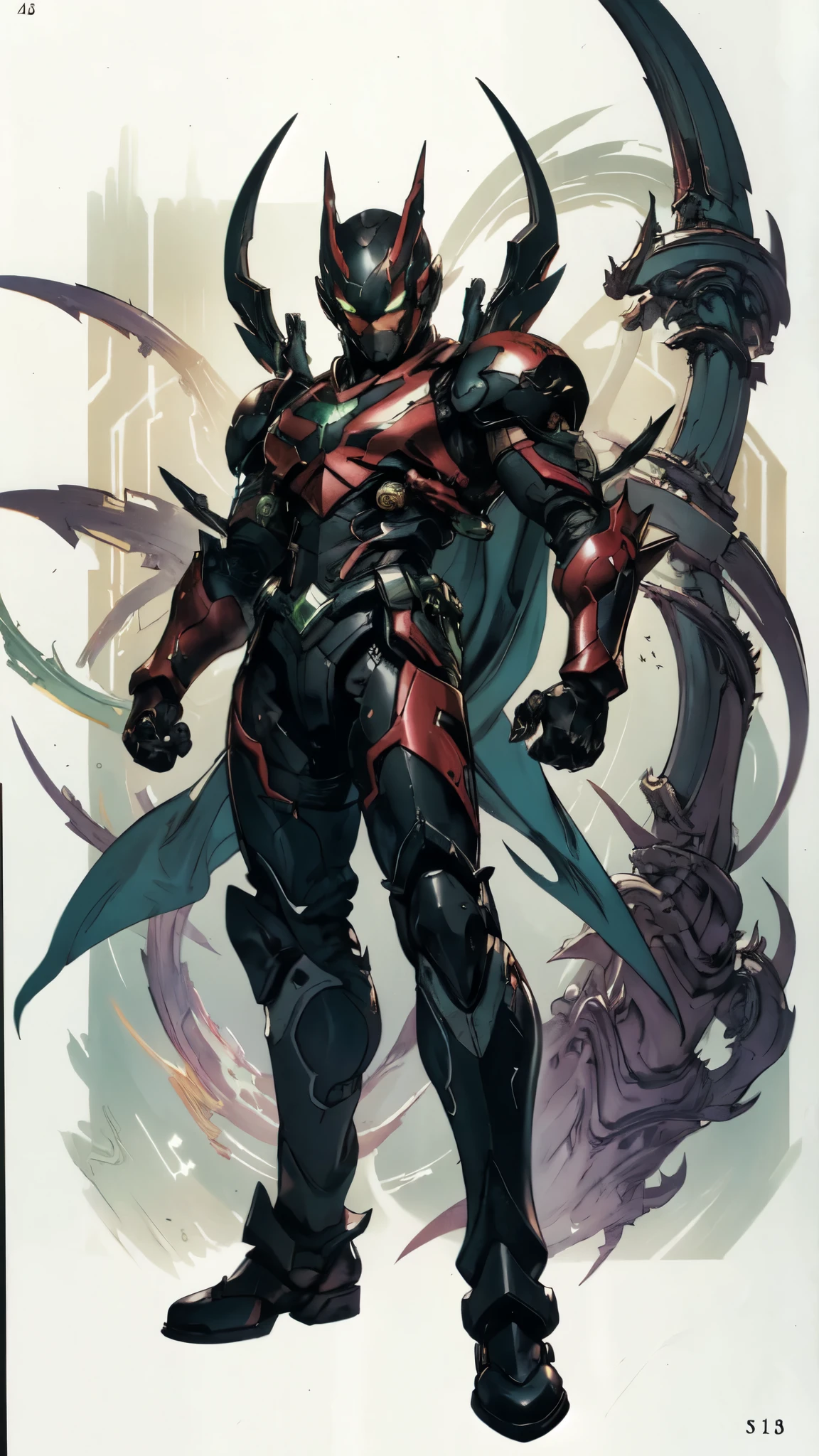 (masterpiece:1.5, best quality:1.5, extremely delicate:1.5, superhero pose:1.5), a man wearing a full-face helmet, a fantasy-style biotech armored combat suit, green eyes, (a composite layered chest armor), fully enclosed shoulder guards, matching arm and leg guards, belt of Neon circuit, (the color scheme is primarily black with green and red accents), the design balances heavy with agility, a high-tech bio-mecha armor, (Armor Concept Inspired by neon Cyberpunk, stand on the top of a skyscraper in a futuristic sci-fi city), this character embodies a finely crafted fantasy-surreal style armored hero in anime style, exquisite and mature manga art style, (element, plasma, energy, the armor glows), ((male:1.5)), metallic, high definition, highres, ultra-detailed, ultra-fine painting, professional, perfect body proportions, golden ratio, anatomically correct, symmetrical face, extremely detailed eyes and face, high quality eyes, creativity, RAW photo, UHD, 32k, Natural light, cinematic lighting, masterpiece-anatomy-perfect