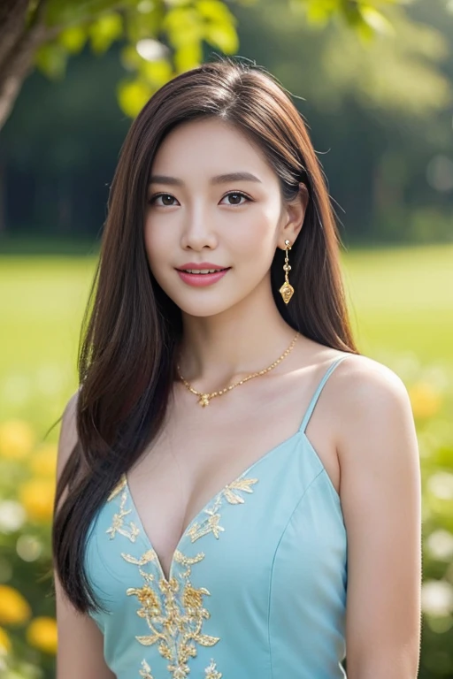 girl pretty: asia, super cute;
age: 18-20 years old;
hair: copper orange, soft, shiny in the sunlight, detail;
and: milky white, rosy and flawless;
Eye: jet black, almond shaped, sexy, youthful, clear;
mi Eye: delicate, perfect;
eyebrow: curved, sir;
Face: pretty đẹp, clear, like a fairy, balance, perfect, đẹp đến từng detail;
nose: pretty, High;
cheekbone: outstanding;
lip: charming, son lip màu đỏ nhạt, lovely lip gloss;
tooth: pure white, smiling;
dress: turquoise, gold thread embroidery;
Body shape: plump, graceful, youthful;
Accessory: ruby necklace, ruby earrings;
Fashion style: High cấp, Modern 2024, luxurious;
Image quality: non-NSFW, 8K CG HD, độ phân giải High, Super nice graphics, professional, detail, colorful, super smooth, advanced technology, RAW true, Lifelike, Masterpiece;
light: luxurious, complex color scheme, black gold ray;
light mặt trời: twinkle, illuminate the girl's body;
background image: street, light twinkle, nhiều nhà High tầng, blue sky, white clouds.