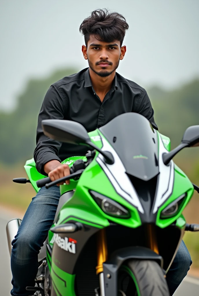 Wearin a boy 23 year name Rohan
old Pakistan coloured green and white zx10r