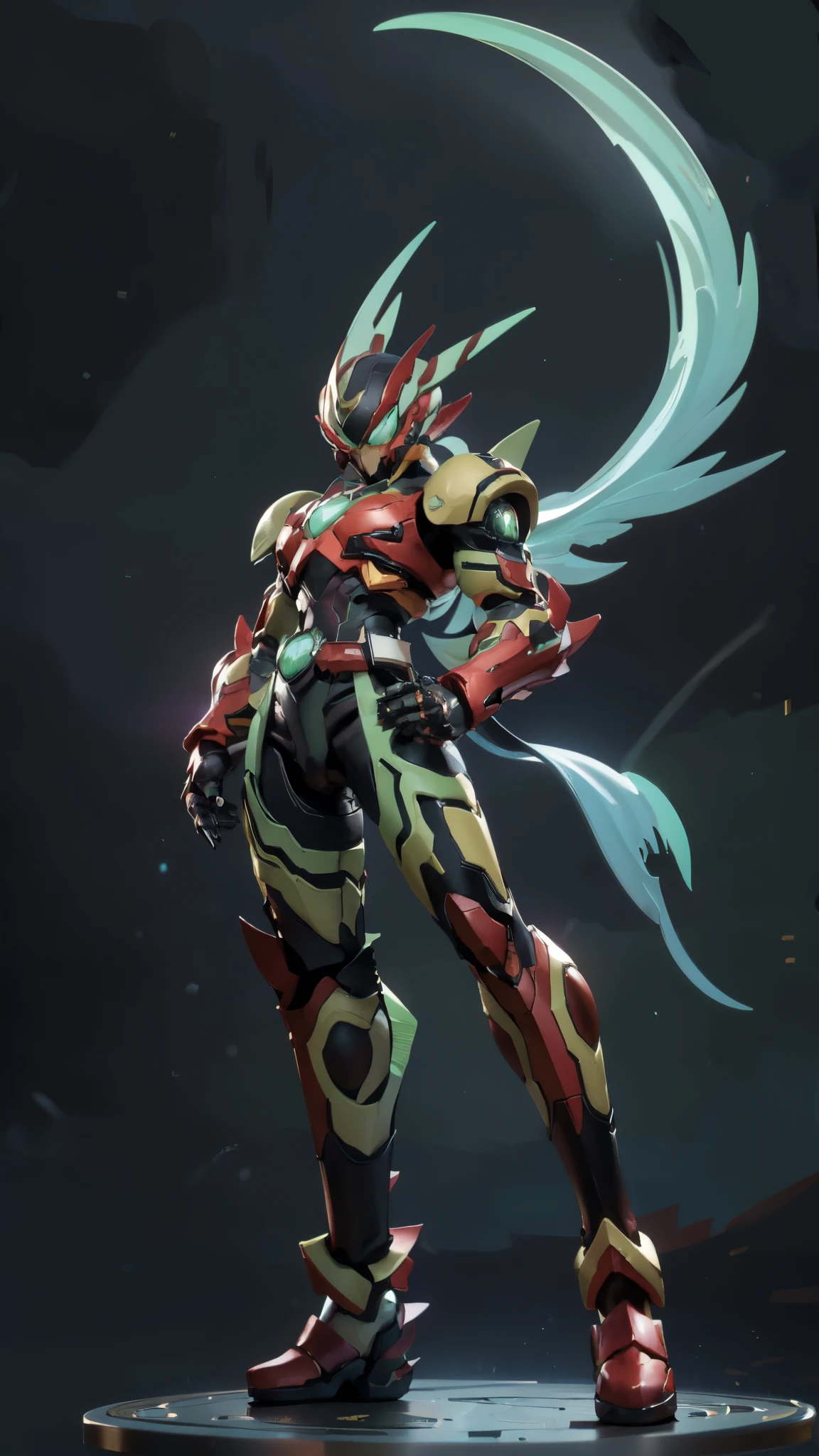 (masterpiece:1.5, best quality:1.5, extremely delicate:1.5, superhero pose:1.5), a man wearing a full-face helmet, a fantasy-style biotech armored combat suit, green eyes, (a composite layered chest armor), fully enclosed shoulder guards, matching arm and leg guards, belt of Neon circuit, (the color scheme is primarily black with green and red accents), the design balances heavy with agility, a high-tech bio-mecha armor, (Armor Concept Inspired by neon Cyberpunk, stand on the top of a skyscraper in a futuristic sci-fi city), this character embodies a finely crafted fantasy-surreal style armored hero in anime style, exquisite and mature manga art style, (element, plasma, energy, the armor glows), ((male:1.5)), metallic, high definition, highres, ultra-detailed, ultra-fine painting, professional, perfect body proportions, golden ratio, anatomically correct, symmetrical face, extremely detailed eyes and face, high quality eyes, creativity, RAW photo, UHD, 32k, Natural light, cinematic lighting, masterpiece-anatomy-perfect