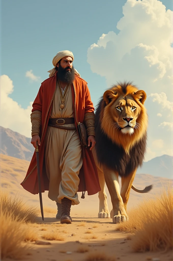 Harzat Ali walk with lion
