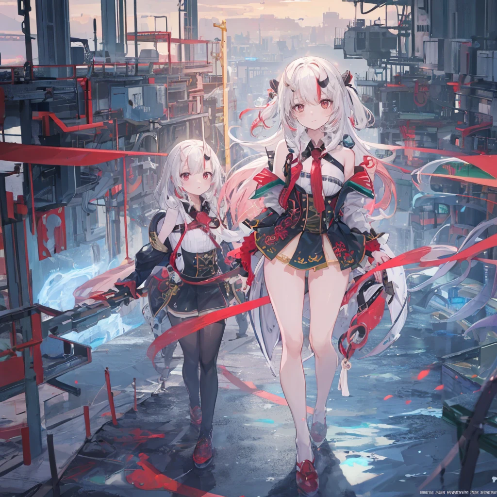 Beautiful woman, cute, A dignified expression, smile, Fleeting Expression, Transparency, ponytail, Forward Shorthair, Black Hair, Blue Hair, Silver Hair, flower, Cool, Clear sky, The wind is blowing, Gradient Hair, Ray Tracing, reflected light, Anime Style, masterpiece, Highest quality, Anatomically correct, Accurate, Super Detail, High resolution, Pink Lips, White skin, The face is facing straight ahead, not turning left or right, Head to leg, Dynamic composition, Beautiful colors