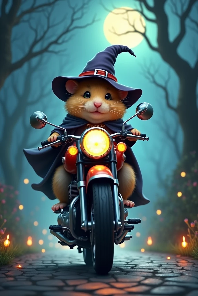 Image in witch hamster is riding Royal Enfield Classic 350