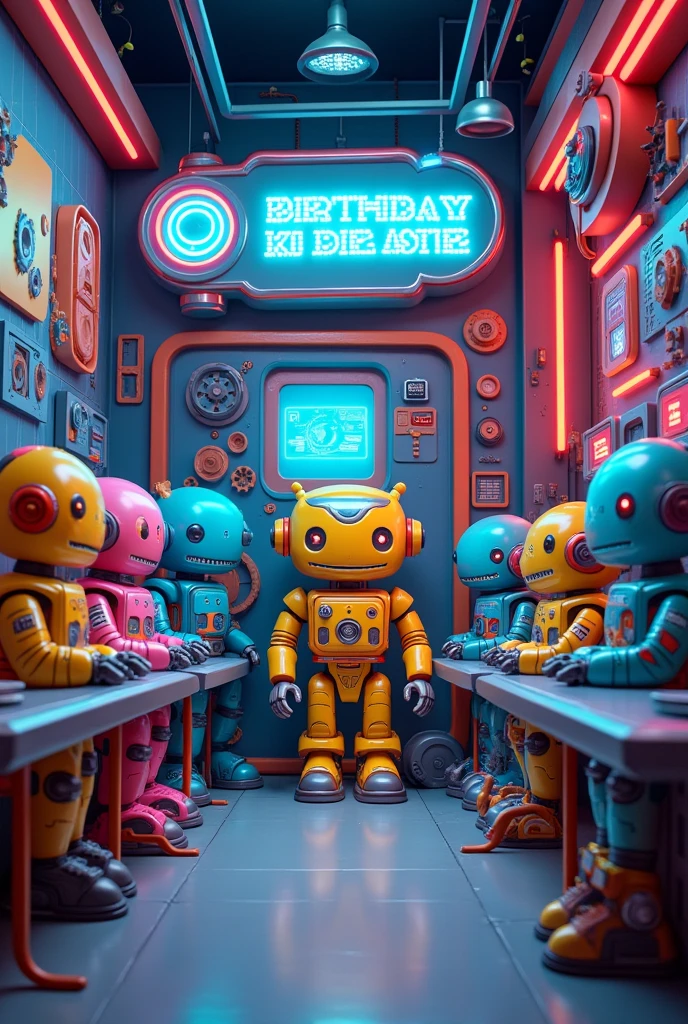 Create a birthday corner robotic theme for my class room
