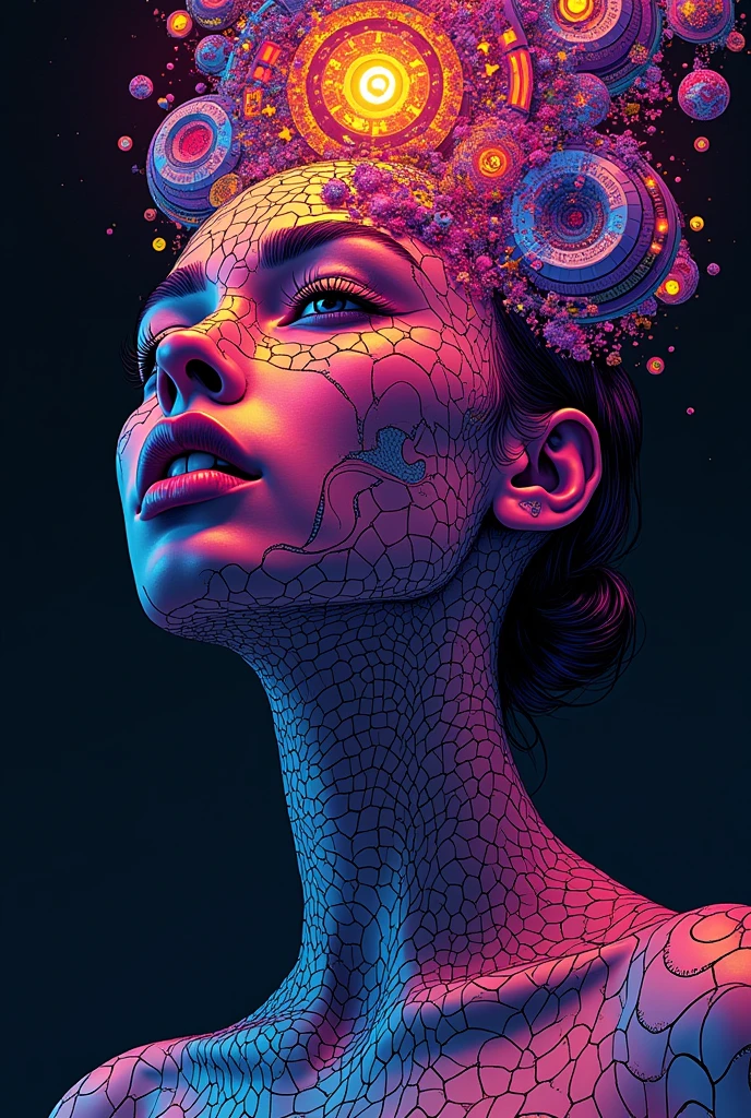 Absurd, High Resolution, Ultra-detailed, (1 girl:1. 2), Dot painting technique, Dotted shadows, intricate details, Small dots, Texture effects, subtle gradients, Fascinating craftsmanship, Infrared photography, Otherworldly tones, Surreal landscapes, Invisible light, ethereal glow, Vivid colors, Phantom effects