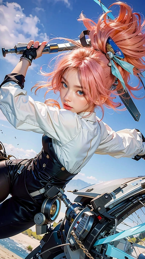 Best quality, masterpiece, detailed skin texture, detailed clothes texture, detailed face, super detail, 8k, intricate detail, 1 girl, The color doesn't change, beautiful girl,pink hair