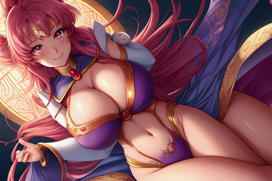 An ultra detailed portrait of a sailor moon 1 woman smiling, color Digital paint, Very detailed, Digital paint, art station, Intricate, sharp focus, warm lighting, attractive, high quality, masterpiece, award-winning art, Art by yoshitaka amano, y Brian Froud, trending on art station, trend on deviantart, anime key visual, animated coloring, (anime screencap:1.2),(Graphic novel),(anime style:1.3), trend on CGSociety, huge boobs, sexy, erotic, castle