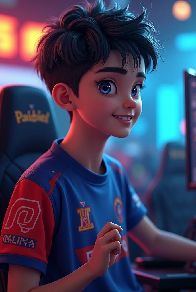 A young man gamer wearing esports jersy with a name of "QaLipian" at the back