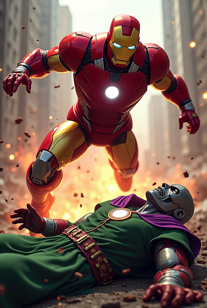 ironman doctor doom ko shoot karta hai aur doctor doom ghayal ho jata hai