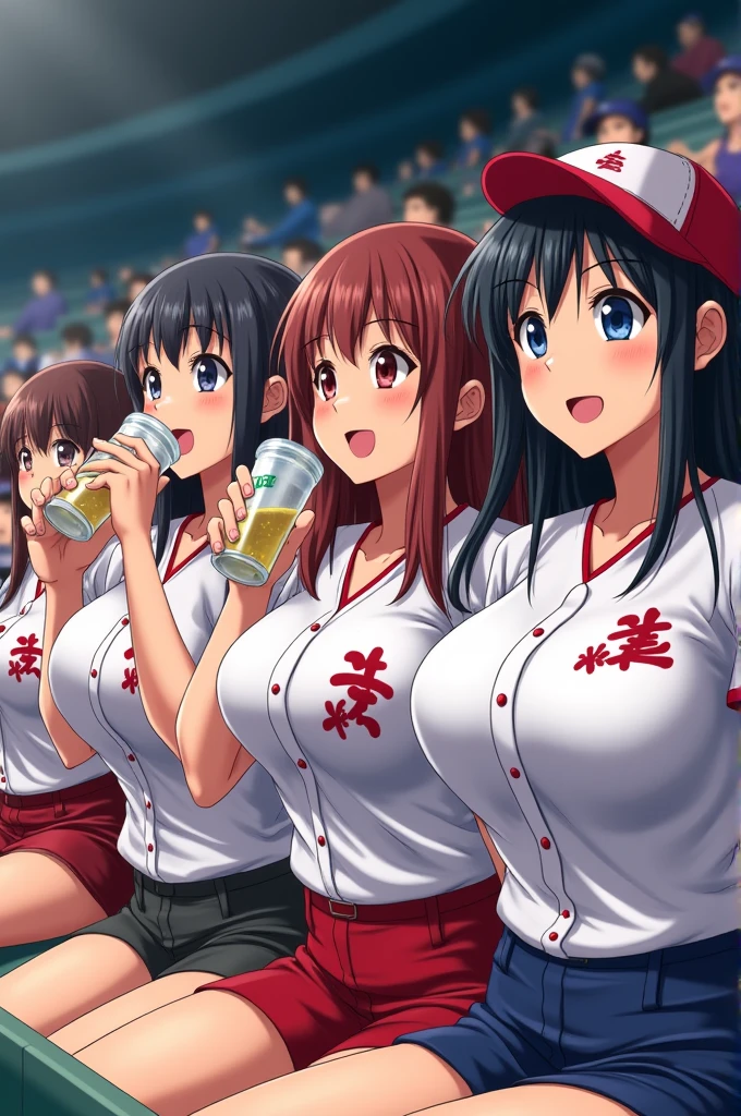 Japanese women、Watching baseball、I'm a fan of the Chunichi Dragons.、While drinking、Beauty、Big Breasts