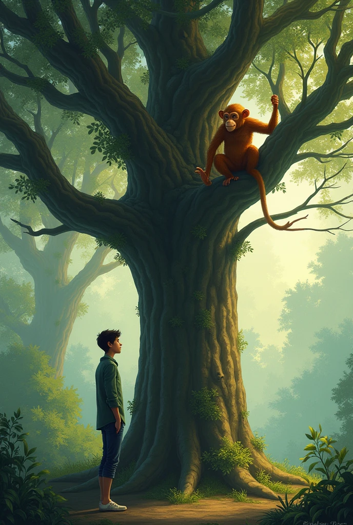 Tree pe bandar and aadmi