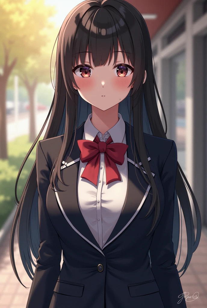 ((best quality)), ((masterpiece)), (detailed), school blazer, private school girl, city park, cleavage, nsfw