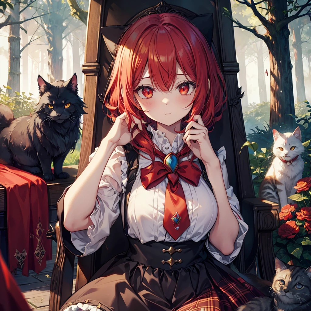 {{{wonderland, grim}}}, five girls, forest, wolf, red hood, cat, devil, (queen), (((alice, faily tales, dwarf))