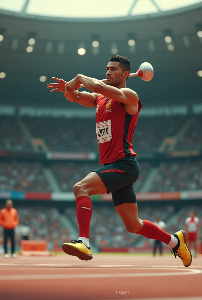Ronaldo throwing hammer throw in Olympics