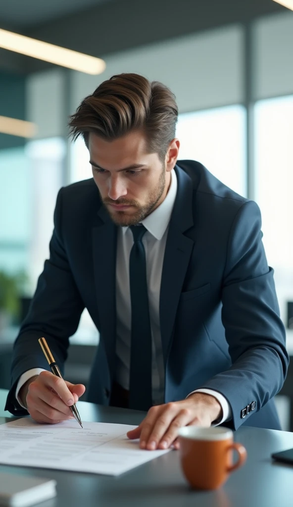 One person　Young man in suit　Working　company
