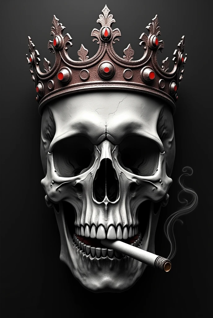 create tattoos of a skull smoking a cigarette and wearing a crown