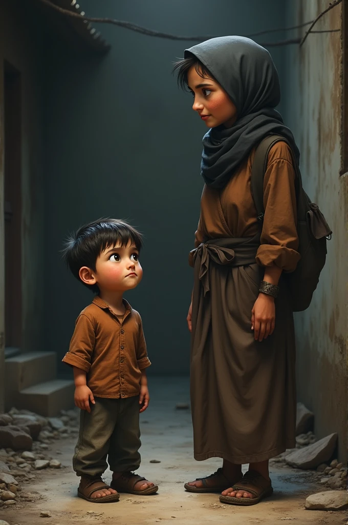 A standing with hope you and his mother looking him helpless