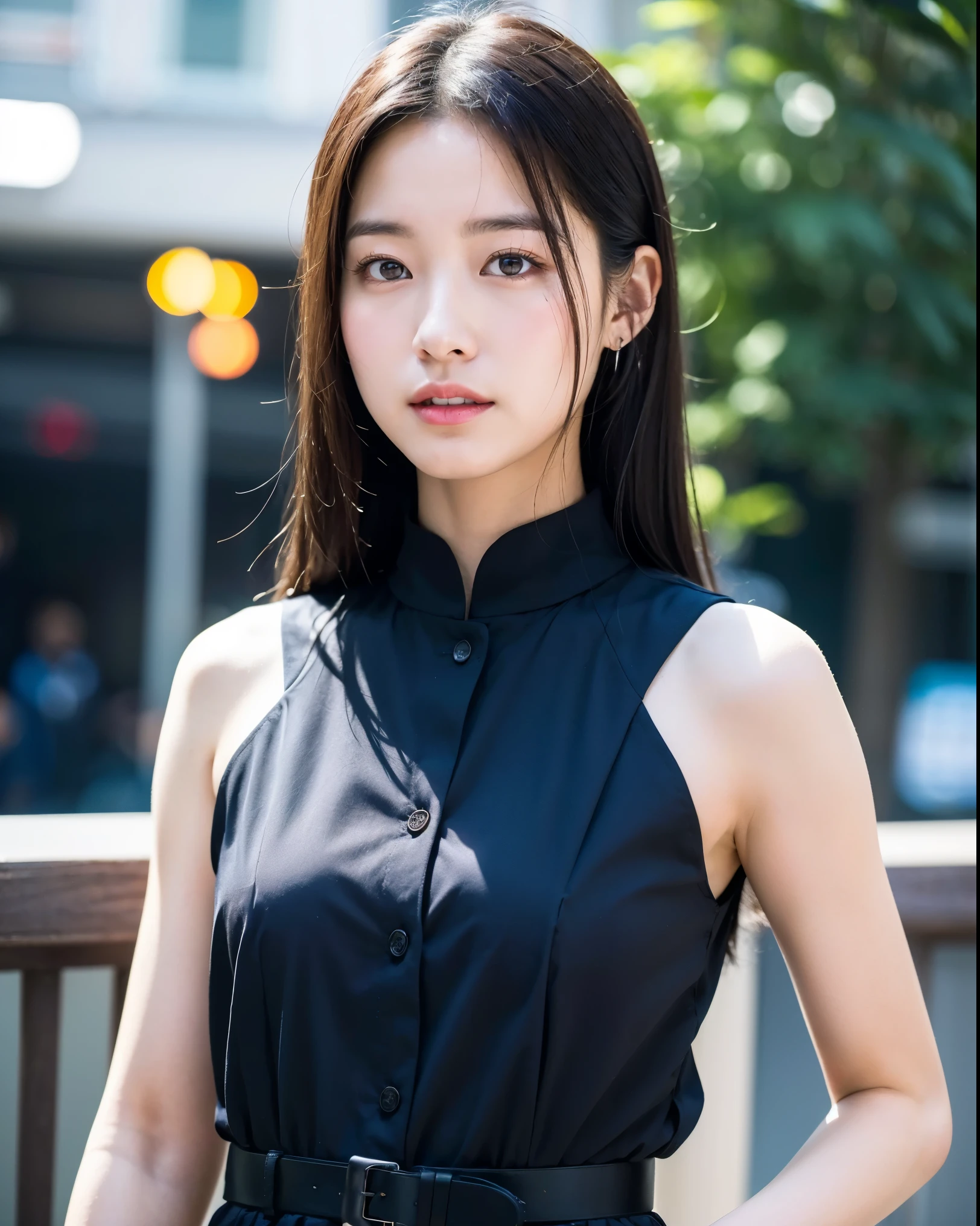 (8k, RAW Photos, Highest quality, masterpiece:1.2), Super detailed, Super Resolution, (Realistic, Realistic Photo:1.37), Portraiture, High resolution raw color photos, Professional photos, Very detailedで美new, Very detailed, 8k wallpaper, Amazing detail, Large file size, Official Art, highly detailed CG unity 8k wallpaper, Very detailed美少女, Very detailed顔, Very detailed目, Very detailed肌, Very detailed指, Very detailed鼻, Very detailed詳細な口 , Perfect Anatomy, Very detailed背景, Very detailed衣服, 1 girl, (18:1.2), 20th Generation, cute girl, Realistic body, small, Fair skin, Glowing Skin , Because I&#39;m Slim, Handsome body, Black Hair , Curly Hair, (Blunt bangs:1.2), smile, cute, like々new, cute face, Realistic face, Delicate eyes, Droopy eyes, Gunmetal Grey T-Shirt, Short skirt, Earrings, Looking at the audience, Cowboy Shot, Look forward, Standing position, Opposition, Dynamic Lighting, Very large breasts,