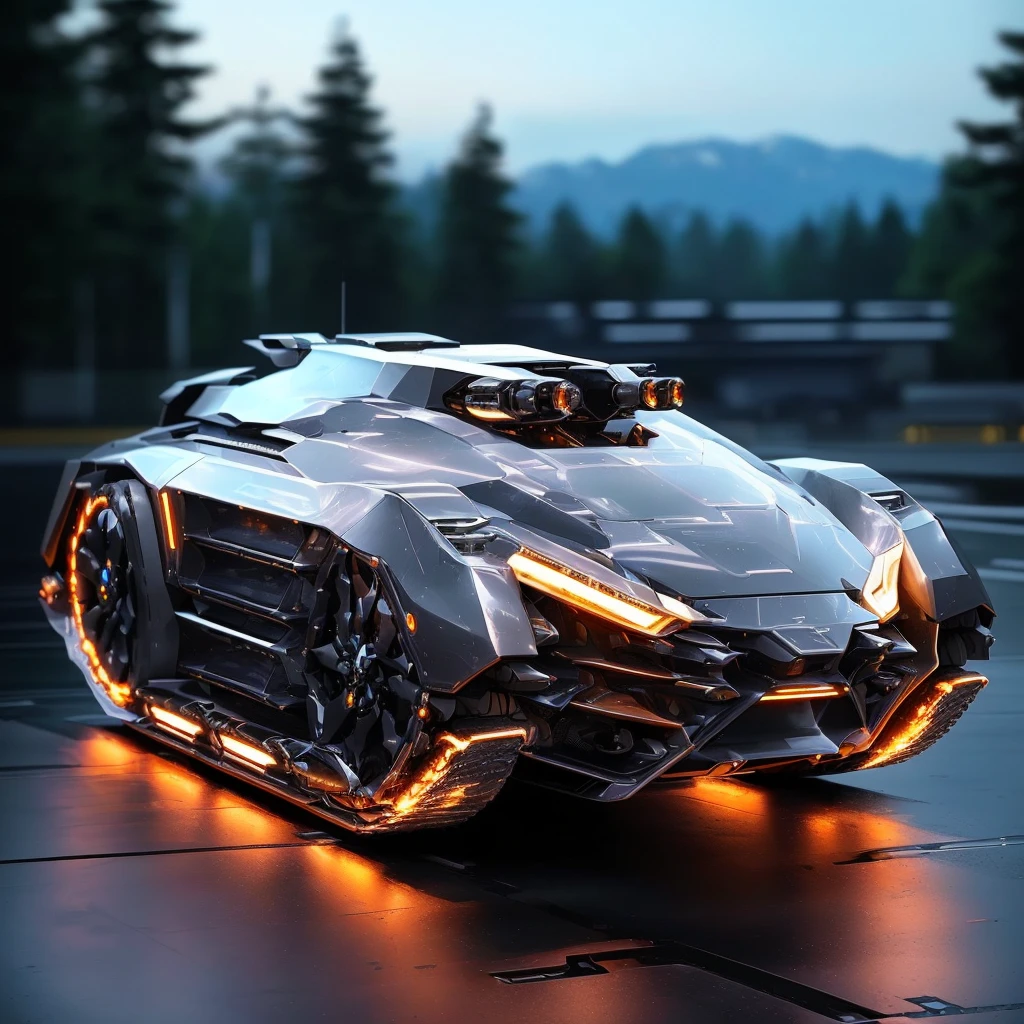 there is a futuristic car with a large front wheel drive, futuristic chrome vehicle, futuristic vehicle, futuristic car concept, futuristic car, futuristic concept car, futuristic product car shot, futuristic tank is on fire, futuristic battle tank, sci-fi car, futuristic vehicles, futuristic low-poly battle tank, cyberpunk car, futuristic cars and mecha robots, render of futuristic supercar