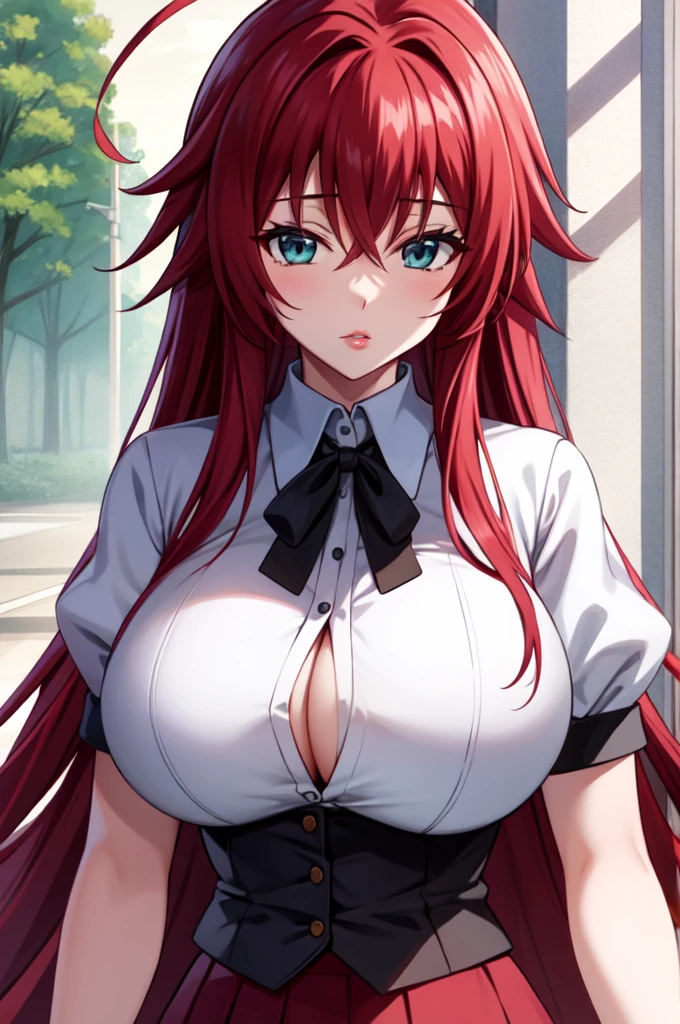 alone focus, alone, close, Simple Background:1.3), View your viewers, (Lips parted:1.2), (sunlight, bright, sunlight
:1.2)
The eff_D×D_Rias, One girl, Rias gremory, Long Hair, alone, Ahoge, Redhead, school uniform, skirt, chest, Hair between the eyes, very Long Hair, large chest, Short sleeve, pleated skirt, Green Eyes, red skirt, Are standing, shirt, Puff sleeves, white shirt, puffy Short sleeve, bow, Mouth closed, bangs, black ribbon, blue eyes, huge Ahoge, Side Lock, ribbon, neck ribbon、(Huge boobs)