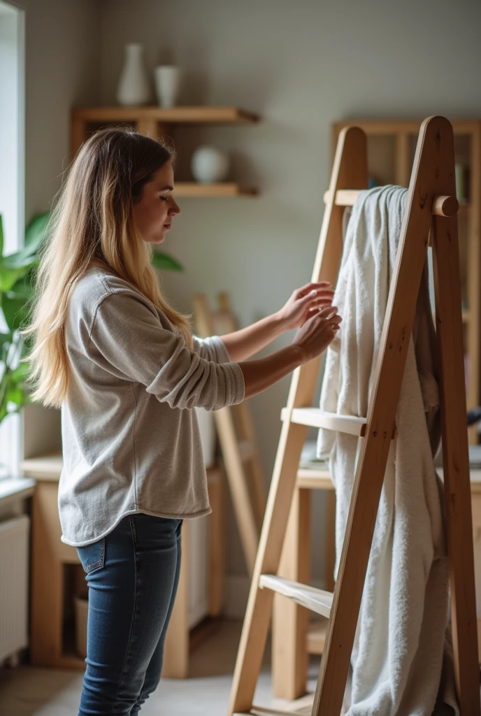 A woman looking at furniture