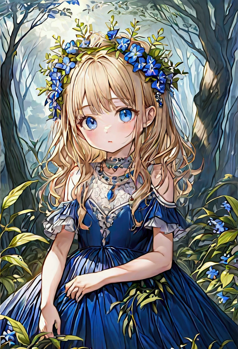 girl 3 years old, only, Longhaired, пухлые lips, lace blue dress, наивnoseть, smile,a wreath of blue bells on her head, Look at the viewer, blonde curly hair, bare shoulders, blue eyes, драгоценnoseти, The whole body, NECKLACE, from the shoulder, Pull, lips, realistic, nose, Flirting with a naked camera, 8 K (masterpiece), ((top quality)), (super detailed)girl 3 years old, only, Longhaired, пухлые lips, a lace dark blue dress, наивnoseть, Laughter,mouth slightly open, Look at the viewer, blonde curly hair, bare shoulders, blue eyes, драгоценnoseти, The whole body, NECKLACE, from the shoulder, Pull, lips, realistic, nose, Flirting with a naked camera, 8 K (masterpiece), ((top quality)), (super detailed)