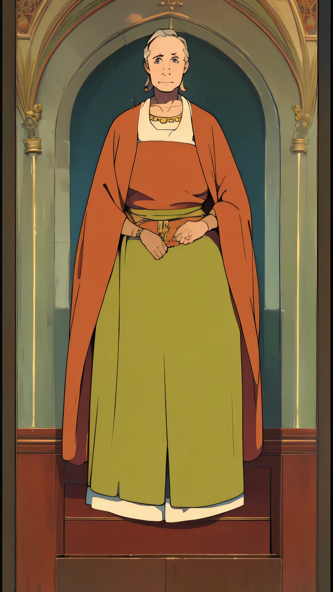 Mature female, medieval European, villager, full body image