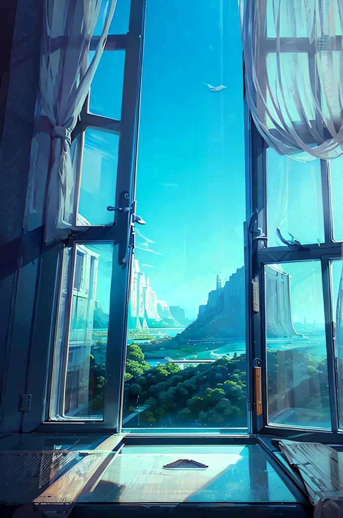 Sitting beside the window displaying the view of nature's beauty