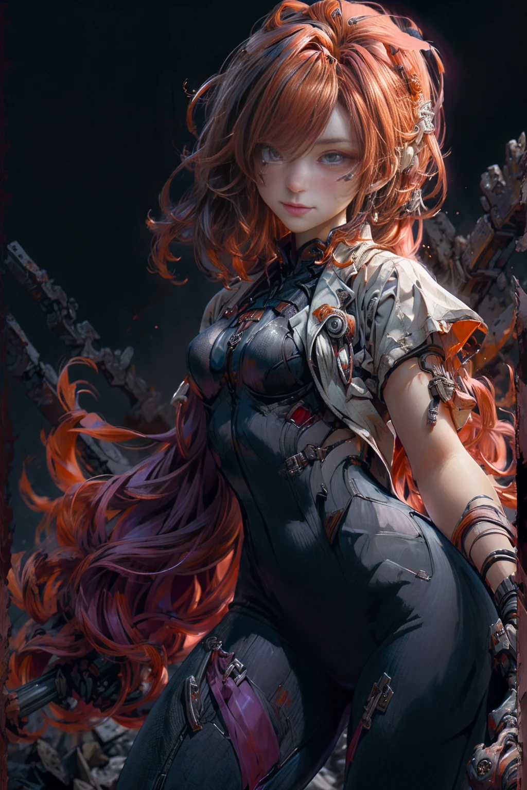 ((plano general, body completo:1.4)), pay attention beautiful woman wearing a cheongsam:1.5 colores aOrangedo, vegetables, yellows ,Beautiful ornaments , The eyes, dark and torn, ((only 1 dark and malevolent woman from the underworld evil smile, squinted eyes:1.3)), body,hermoso body musculoso, fierce expression, holding a gun, (colors in your clothes, warm, Orange, yellow, violet: 1.3), standing in a desolate field, dramatic lighting, intense shadows, sandy texture , High contrast, vibrant colors, dynamic pose, powerful posture, rough background, explosive atmosphere, dystopian theme, surreal elements, digitally painted illustration, high definition resolution, intricate details, dramatic composition, avant-garde and chaotic brushstrokes, Gothic style, intense emotions, Scale epic, raw and gritty feeling, Captivating and provocative works of art...
