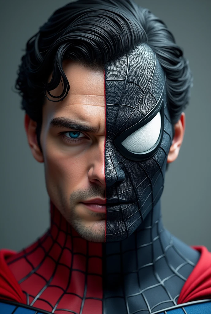 Half superman face half spider man face