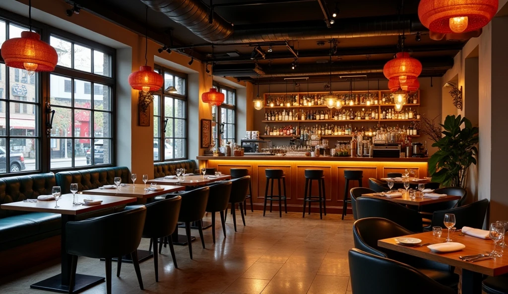 A stylish shot of a restaurant