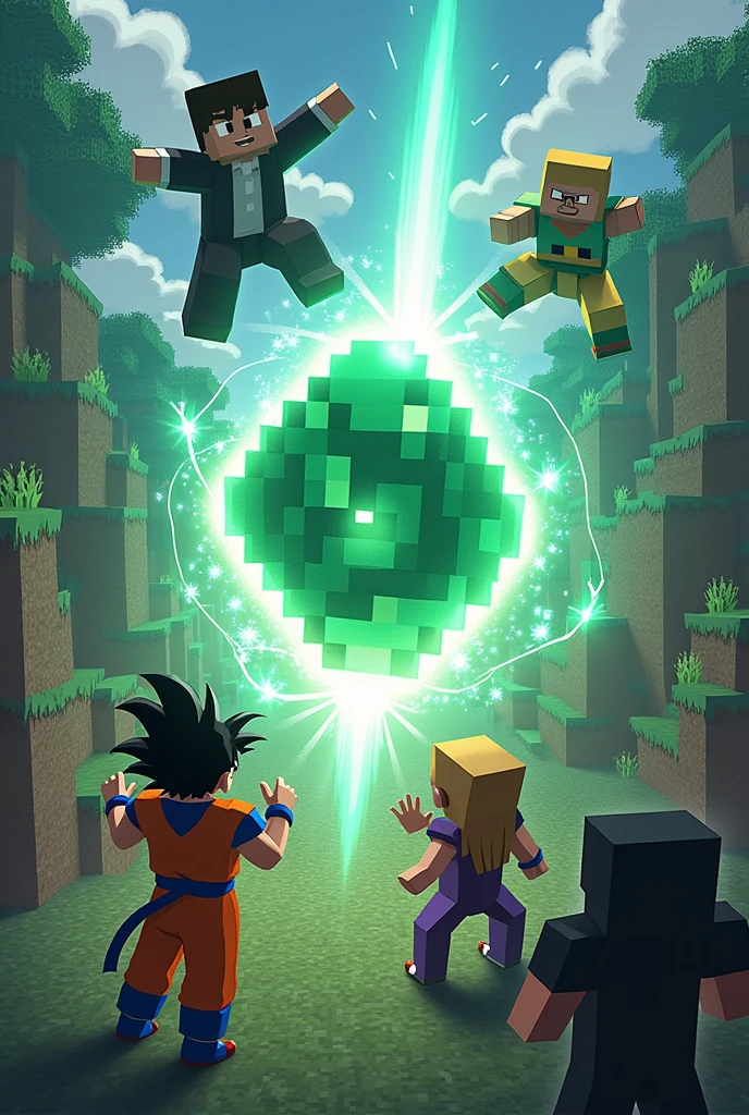 goku,saitama,sukuna,gojo,sung jim woo Fighting for Minecraft emerald