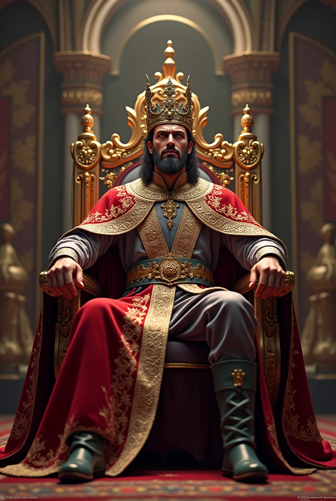 A powerfull king siting on his chair 