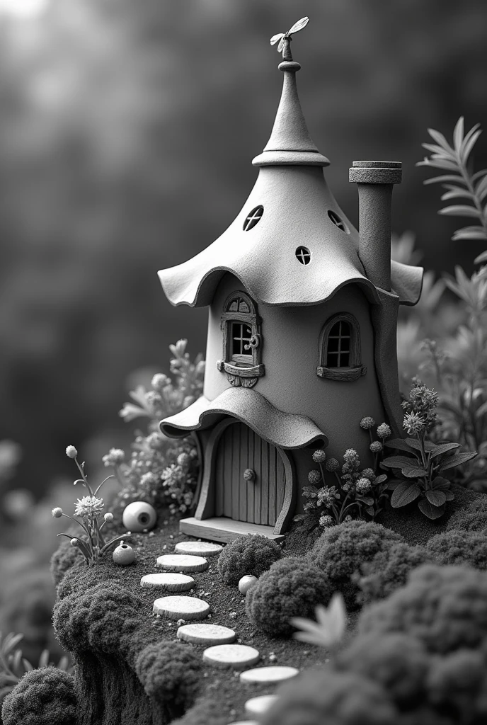 Fairy house pages no colornature background black and white