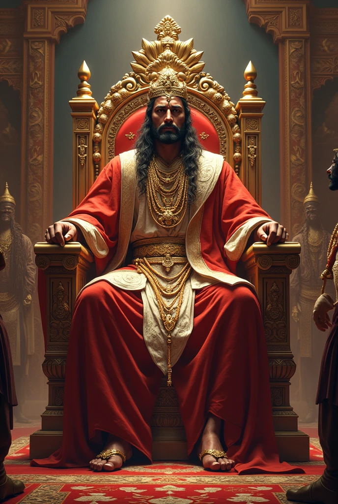 A powerfull indian king siting on his chair
