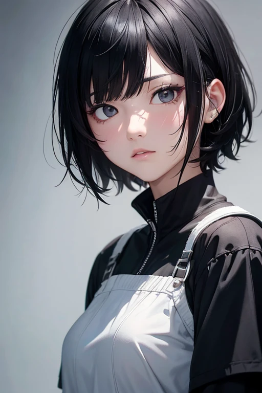 black hair, short hair, expressionless, depth of field, UHD, best quality, masterpiece