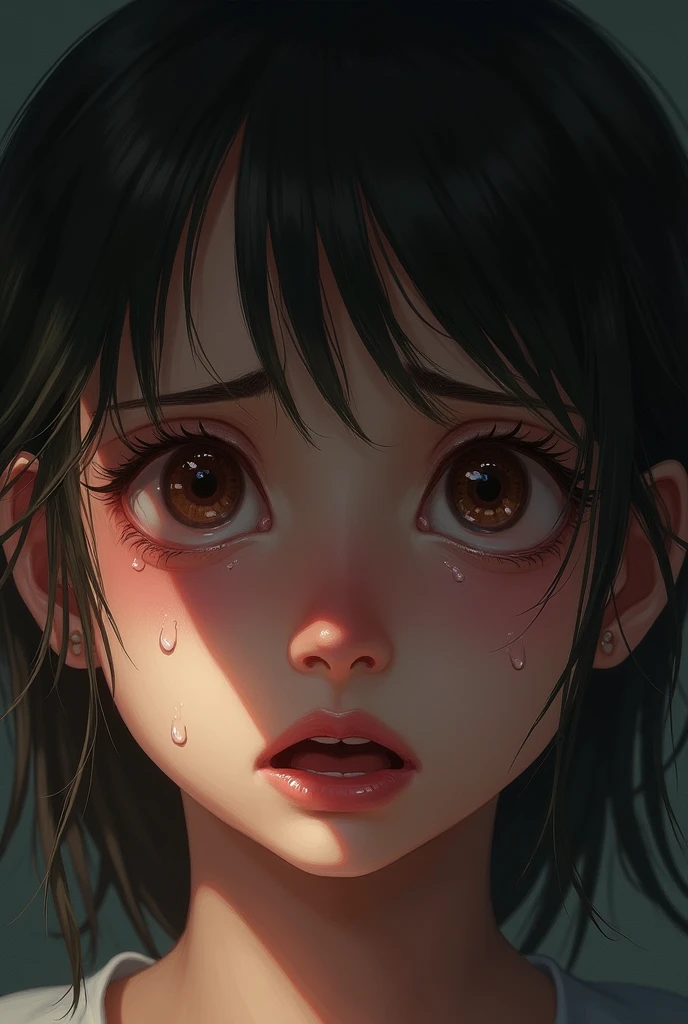 Crying girl zoomed face
