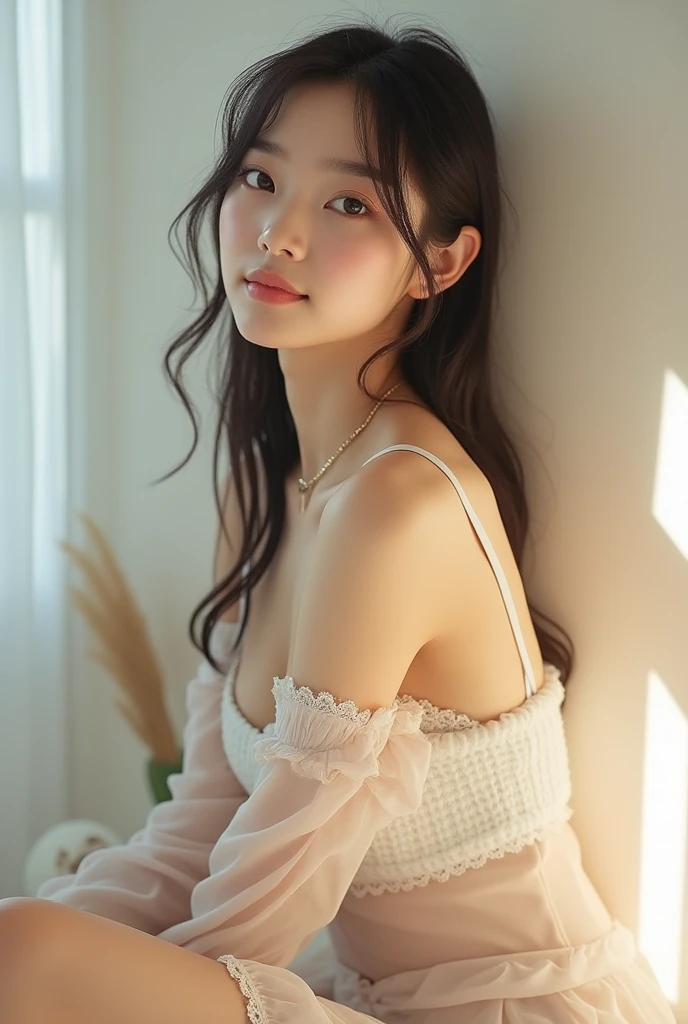 A girl with kpop artist body figure