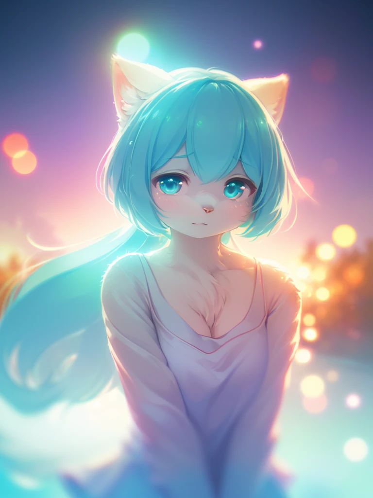 (Sumilux f1.4 24mm , low Latitude old color negative film , cross process , (bokeh), Long exposure , blur , flare, chromatic aberration , soft focus, (Shallow focus) , soft glow , Maximum aperture, high Key , Transparent depiction , Tyndall:1.2) , Fluffy woman