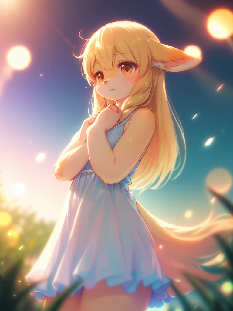 (Sumilux f1.4 24mm , low Latitude old color negative film , cross process , (bokeh), Long exposure , blur , flare, chromatic aberration , soft focus, (Shallow focus) , soft glow , Maximum aperture, high Key , Transparent depiction , Tyndall:1.2) , Fluffy woman