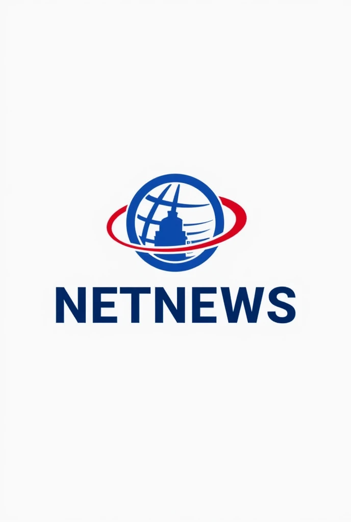 "Create a professional logo for a YouTube channel named 'NetNews' that focuses on global news coverage. The design should incorporate the colors blue and red, conveying trust, authority, and dynamism. The logo should be modern, clean, and versatile enough to work well across different media platforms, including social media, videos, and website banners. Consider integrating a globe or other subtle news-related symbols to emphasize the global aspect of the channel."