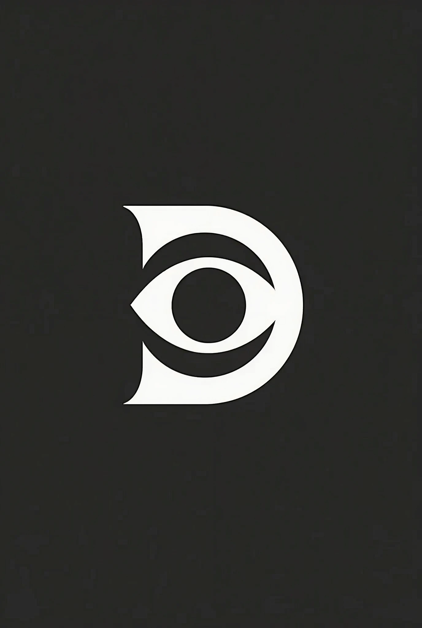 Create a cult style logo that includes the D and an eye but in black and white in a simplistic style