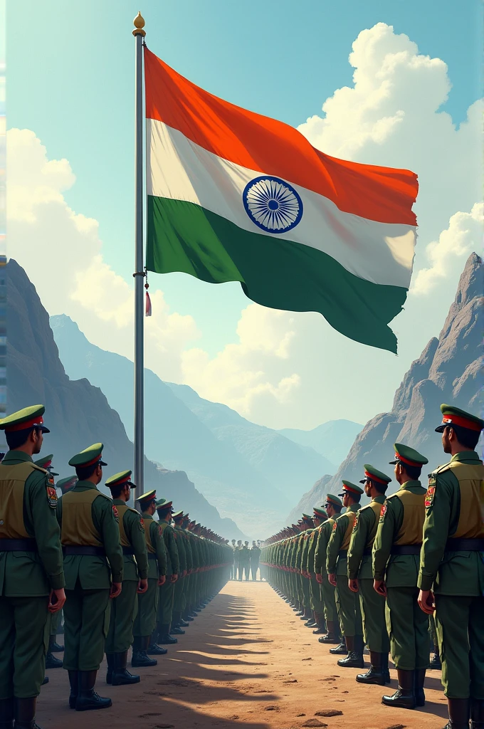 Indian flag with army
