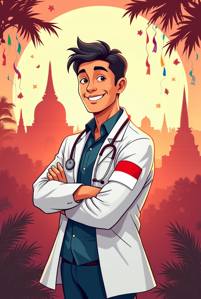 cartoon 5 andrology doctor indonesian independance day poster