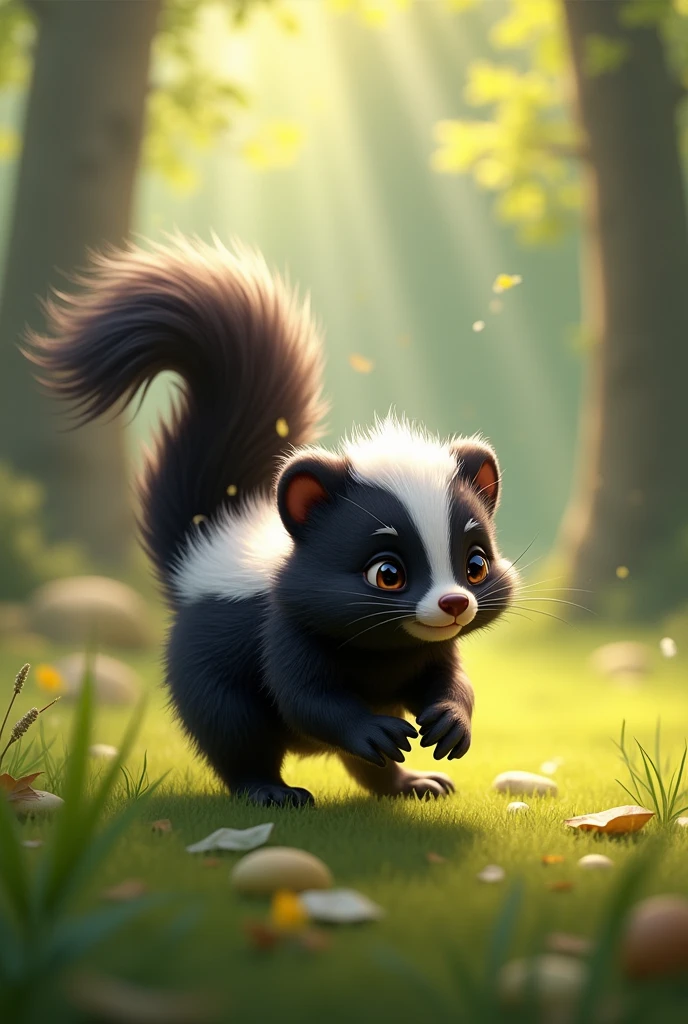The skunk is playing a game.