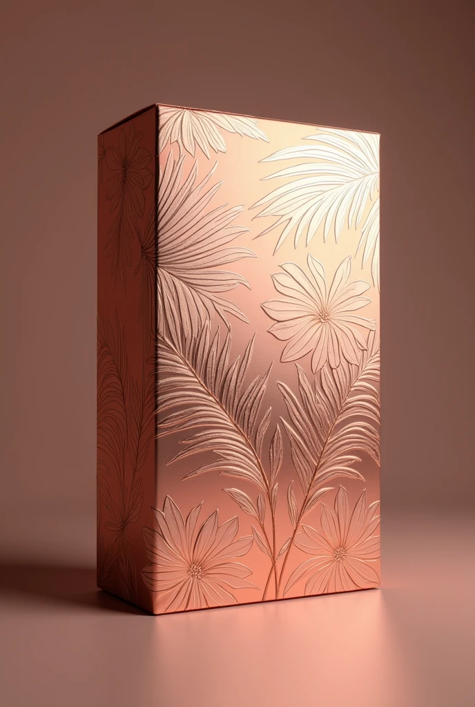 Tropical floral cardboard box designs for storing perfume , of luxury and elegance , rose gold color