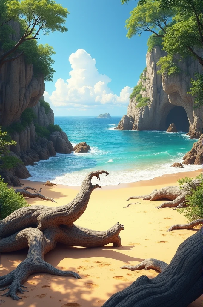 Knotty Beach. Realistic style