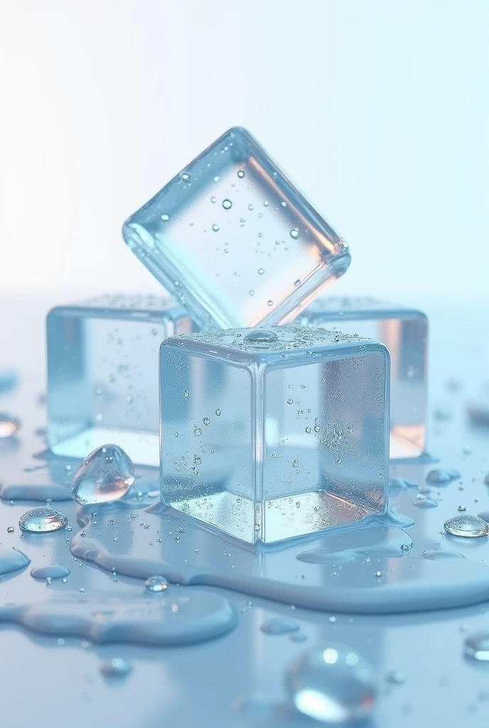 3D drawing of melting ice cubes